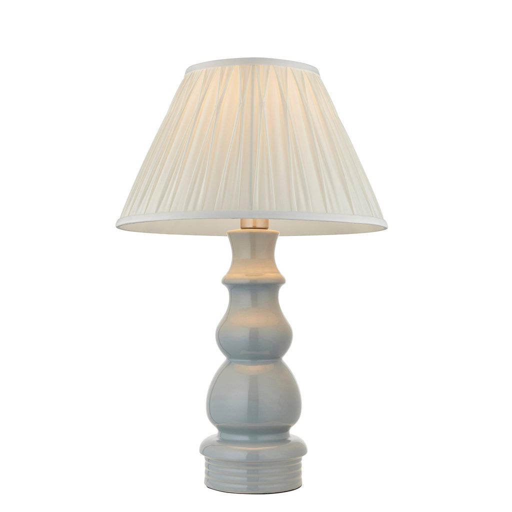 Endon Lighting 103378 - Endon Lighting 103378 Provence & Chatsworth Indoor Table Lamps Blue grey glaze, satin nickel plate & ivory silk fabric Non-dimmable
