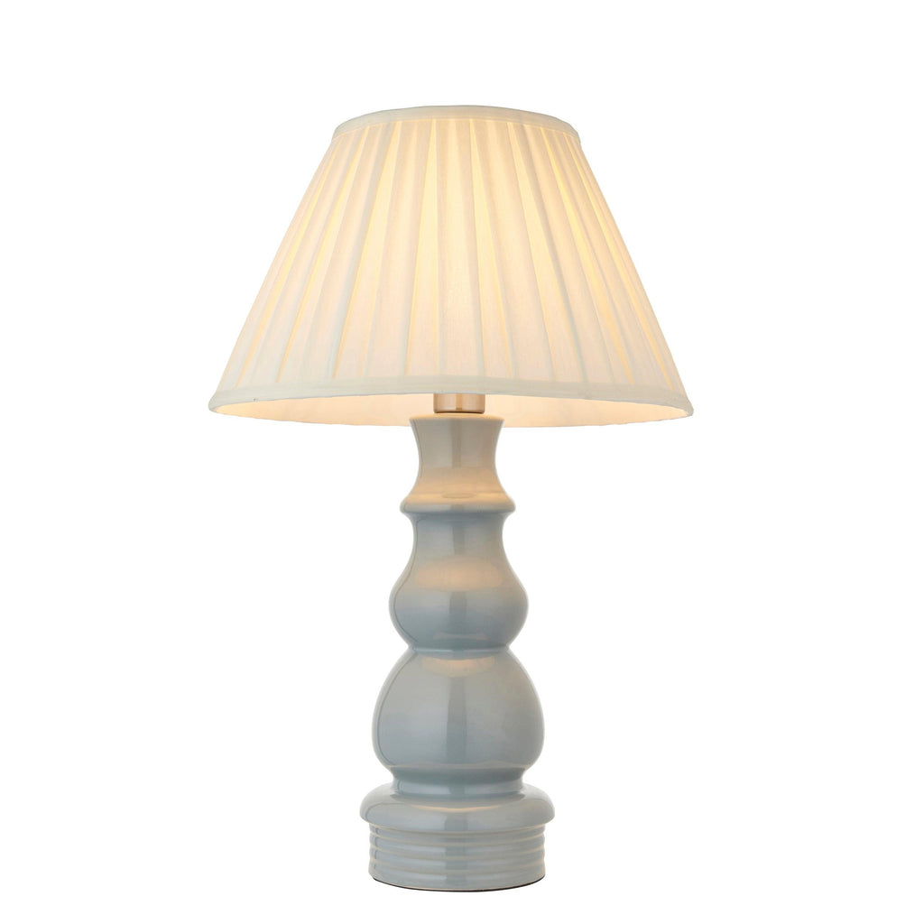 Endon Lighting 103379 - Endon Lighting 103379 Provence & Carla Indoor Table Lamps Blue grey glaze, satin nickel plate & cream fabric Non-dimmable