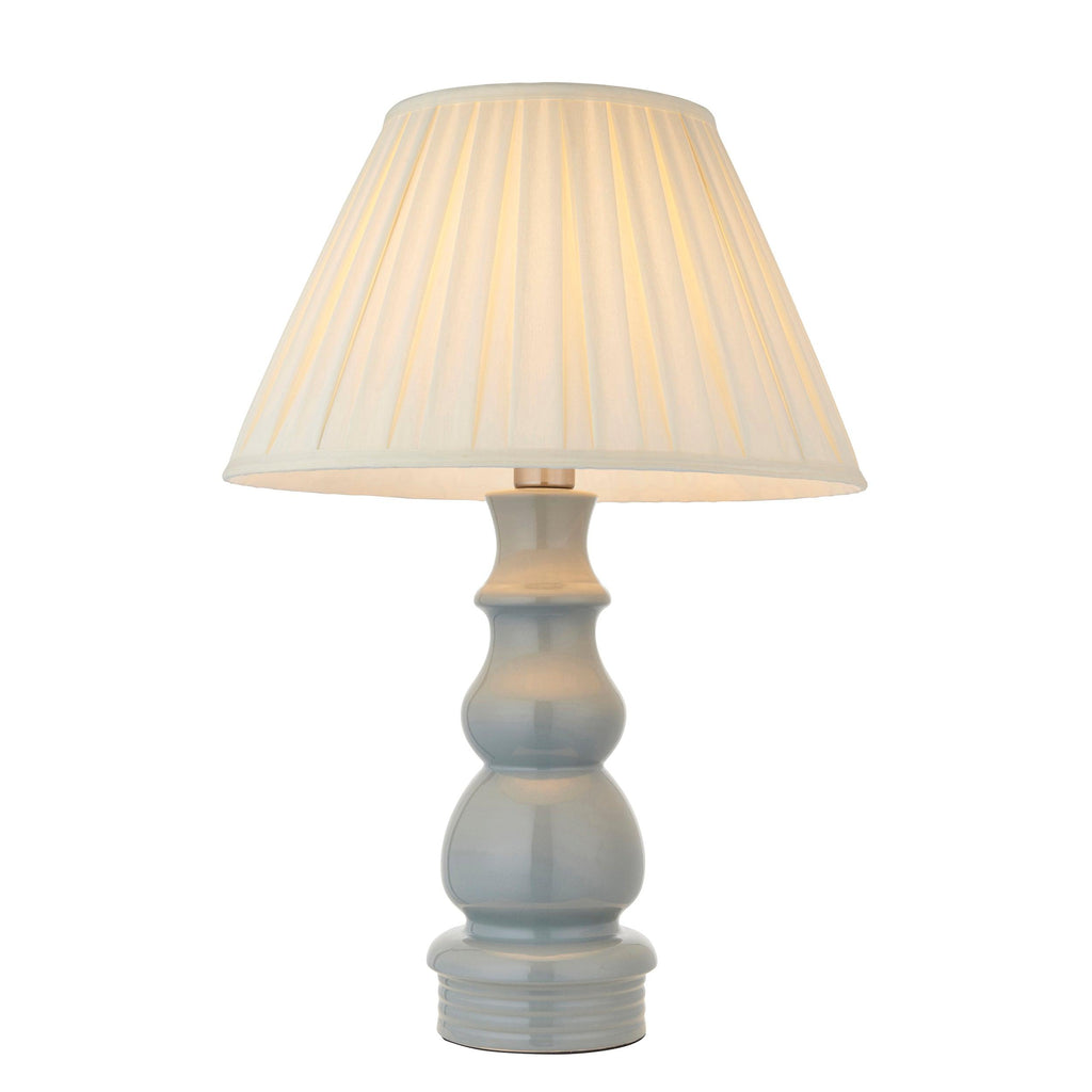Endon Lighting 103380 - Endon Lighting 103380 Provence & Carla Indoor Table Lamps Blue grey glaze, satin nickel plate & cream fabric Non-dimmable