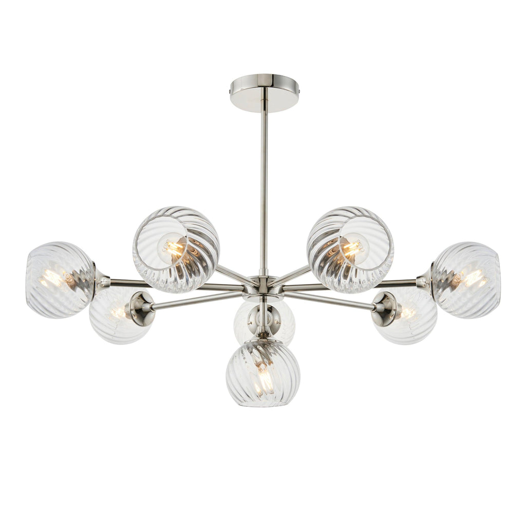 Endon Lighting 104051 - Endon Lighting 104051 Allegra Indoor Pendant Light Bright nickel plate & clear spiral glass Dimmable