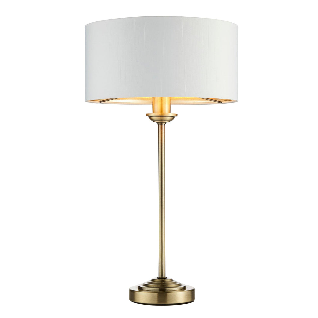 Endon Lighting 104054 - Endon Lighting 104054 Highclere Indoor Table Lamps Antique brass plate & vintage white fabric Non-dimmable