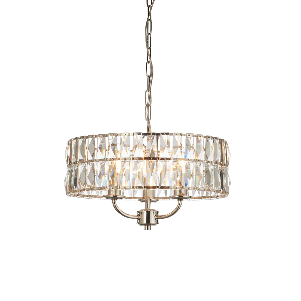 Endon Lighting 104466 - Endon Lighting 104466 Clifton Indoor Pendant Light Bright nickel plate & clear crystal glass Dimmable