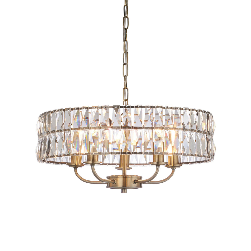 Endon Lighting 106244 - Endon Lighting 106244 Clifton Indoor Pendant Light Antique brass plate & clear crystal glass Dimmable