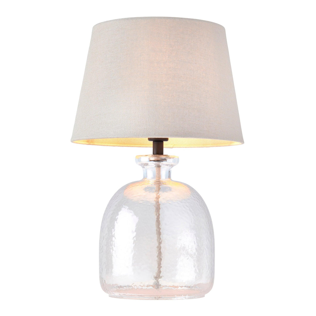 Endon Lighting 106274 - Endon Lighting 106274 Lyra & Cici Indoor Table Lamps Clear textured glass & grey linen mix fabric Non-dimmable