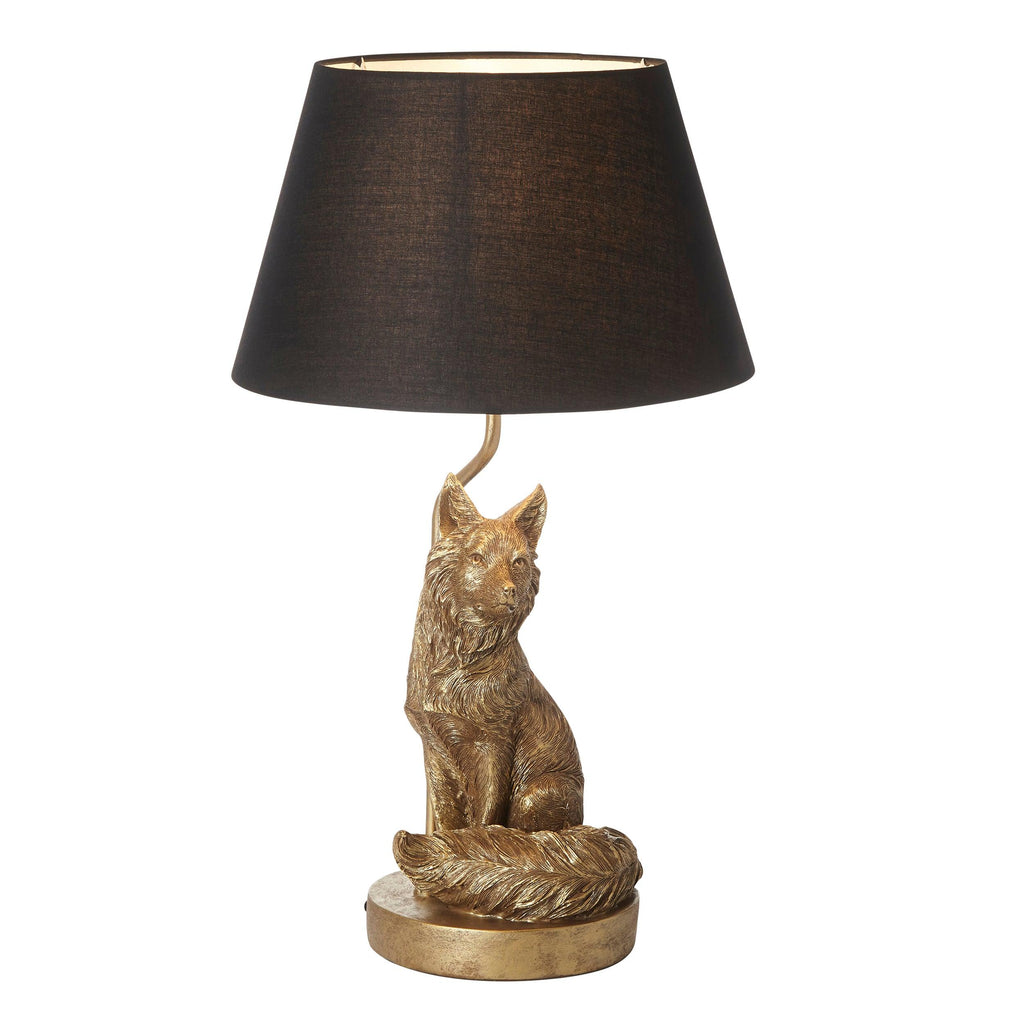 Endon Lighting 106796 - Endon Lighting 106796 Fox Indoor Table Lamps Vintage gold paint & black fabric Non-dimmable