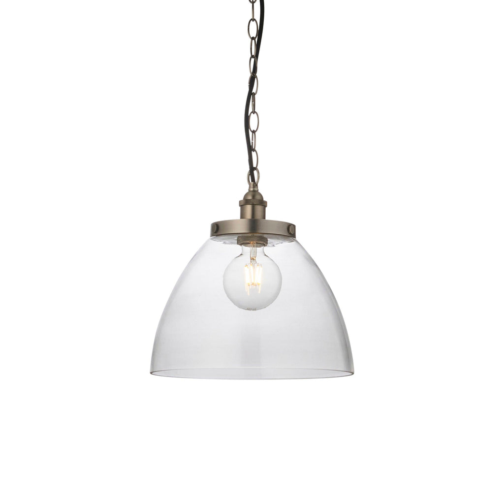Endon Lighting 106896 - Endon Lighting 106896 Hansen Grand Indoor Pendant Light Brushed silver paint & clear glass Dimmable
