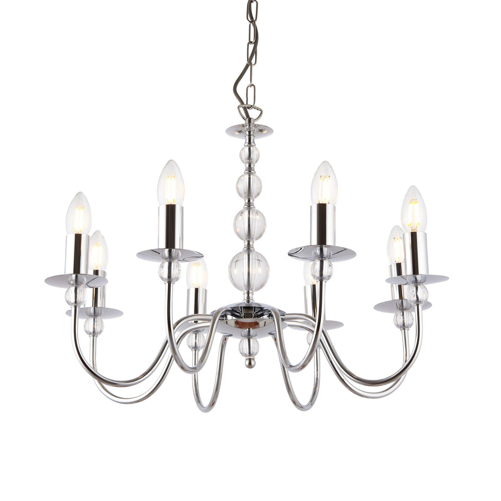 Endon Lighting 2013-8CH - Endon Lighting 2013-8CH Parkstone Indoor Pendant Light Chrome plate & clear glass Dimmable