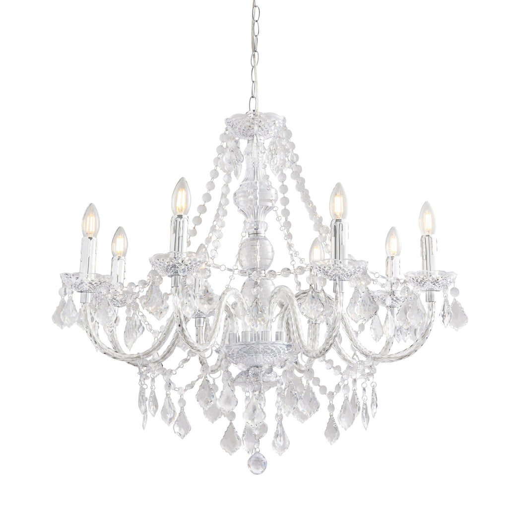Endon Lighting 308-8CL - Endon Lighting 308-8CL Clarence Indoor Pendant Light Clear acrylic & chrome plate Dimmable