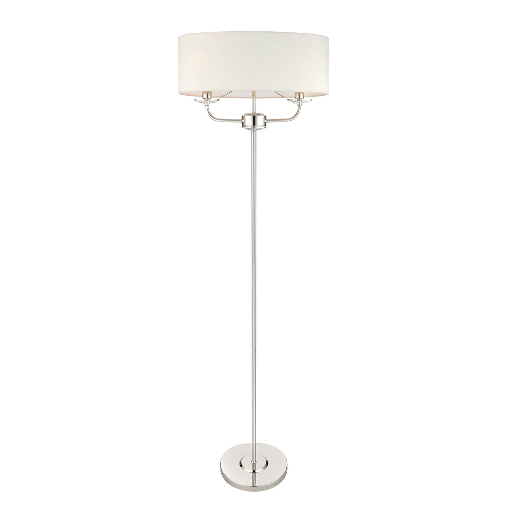 Endon Lighting 60803 - Endon Lighting 60803 Nixon Indoor Floor Lamps Bright nickel plate & vintage white fabric Non-dimmable