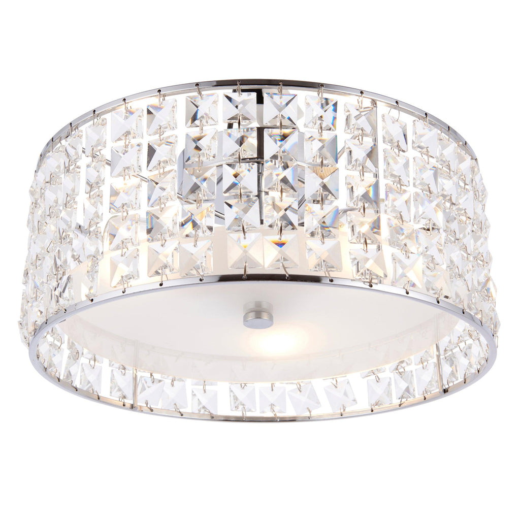Endon Lighting 61252 - Endon Lighting 61252 Belfont Bathroom Flush Light Clear crystal, frosted glass & chrome plate Dimmable