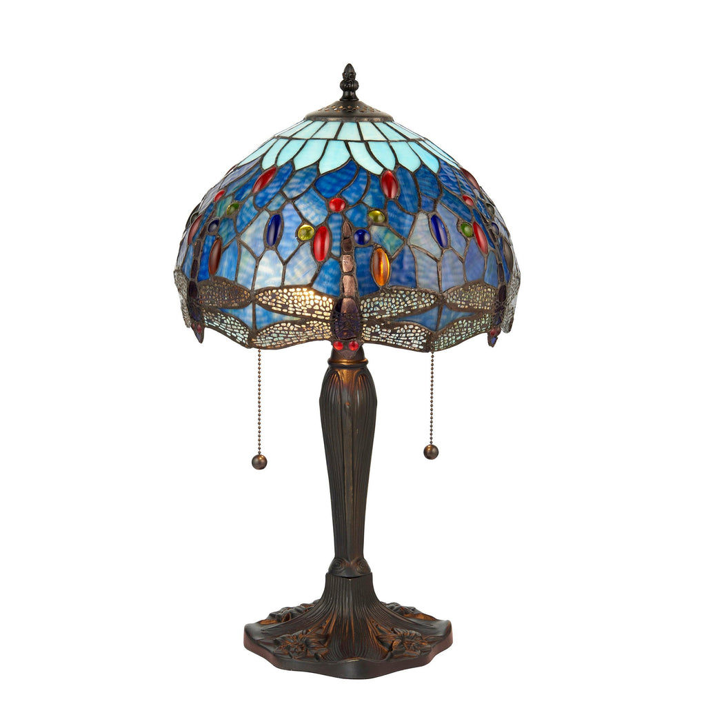 Endon Lighting 64090 - Endon Tiffany Lighting 64090 Indoor Table Light Dragonfly blue Range 2 x 60W E27 GLS Non-dimmable