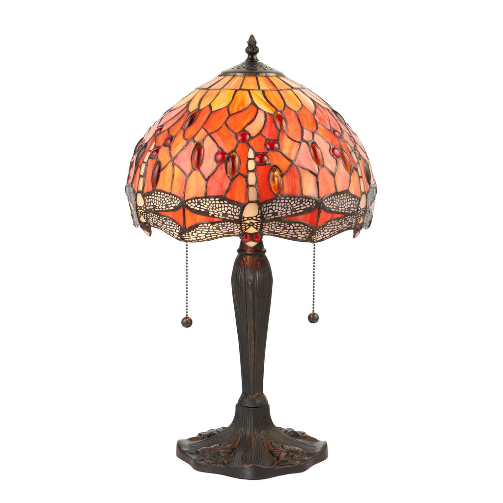 Endon Lighting 64092 - Endon Tiffany Lighting 64092 Indoor Table Light Dragonfly flame Range 2 x 60W E27 GLS Non-dimmable