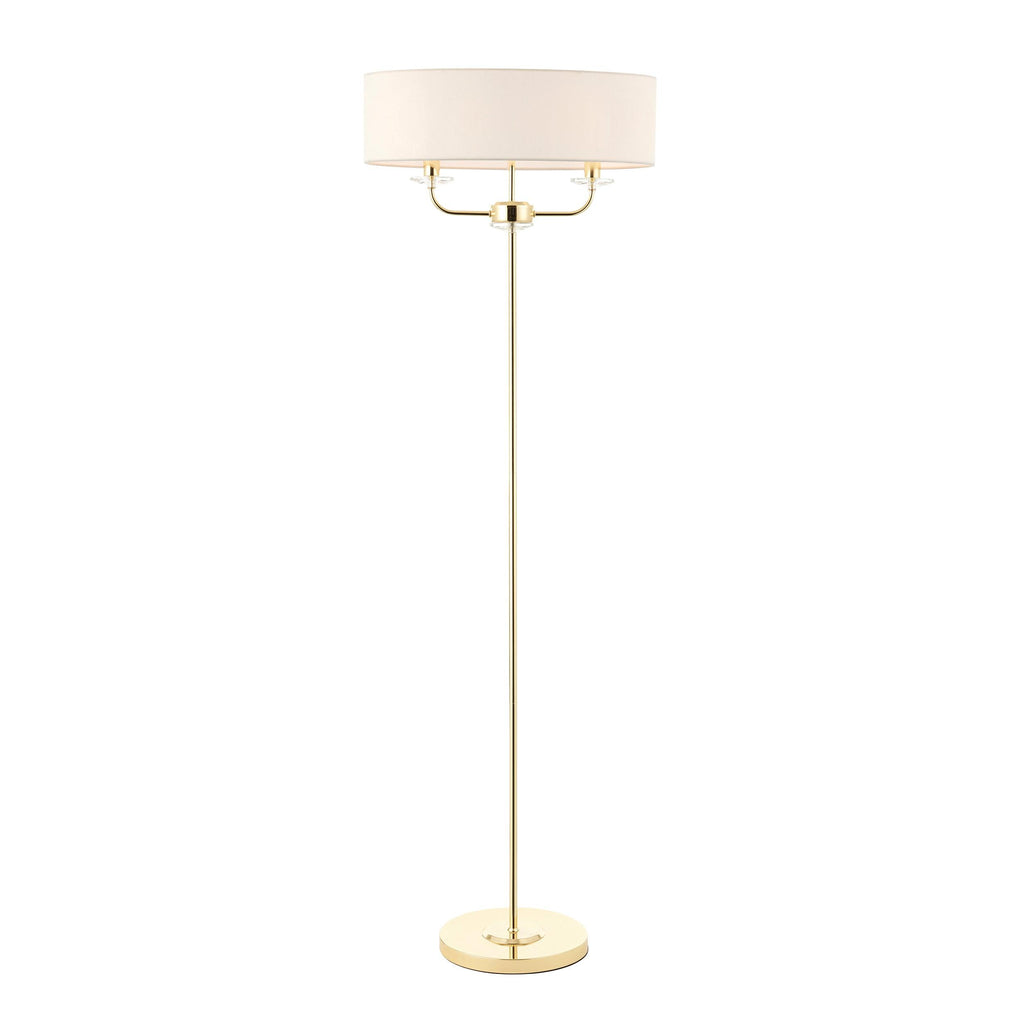 Endon Lighting 70563 - Endon Lighting 70563 Nixon Indoor Floor Lamps Brass plate & vintage white fabric Non-dimmable