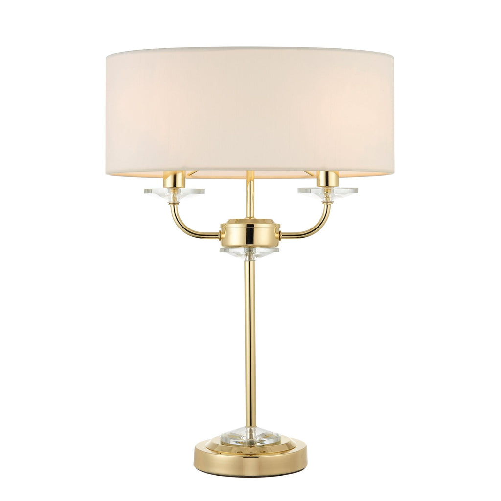 Endon Lighting 70564 - Endon Lighting 70564 Nixon Indoor Table Lamps Brass plate & vintage white fabric Non-dimmable