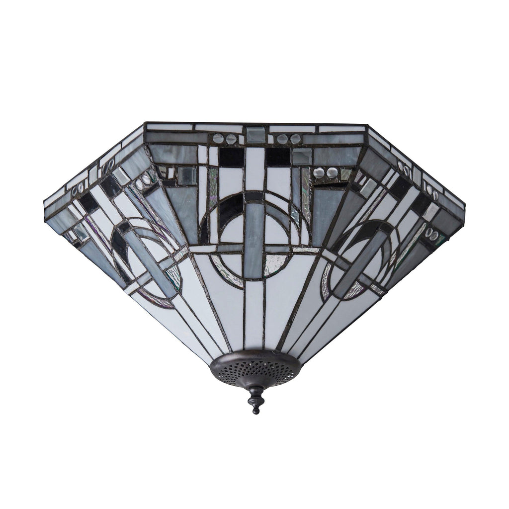Endon Lighting 70779 - Endon Tiffany Lighting 70779 Indoor Flush Light Metropolitan Range 2 x 60W E27 GLS Dimmable