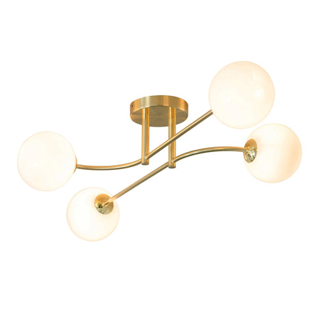 Endon Lighting 75959 - Endon Lighting 75959 Otto Indoor Semi flush Light Satin brass plate & opal glass Dimmable