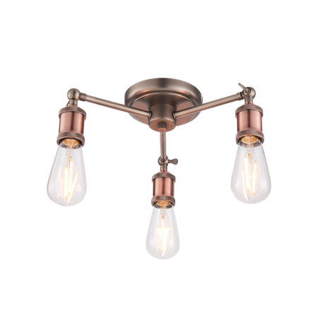 Endon Lighting 76124 - Endon Lighting 76124 Hal Indoor Semi flush Light Aged pewter & aged copper plate Dimmable