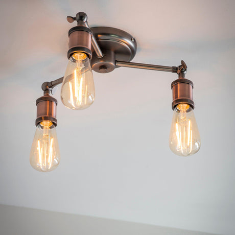 Endon Lighting 76124 - Endon Lighting 76124 Hal Indoor Semi flush Light Aged pewter & aged copper plate Dimmable