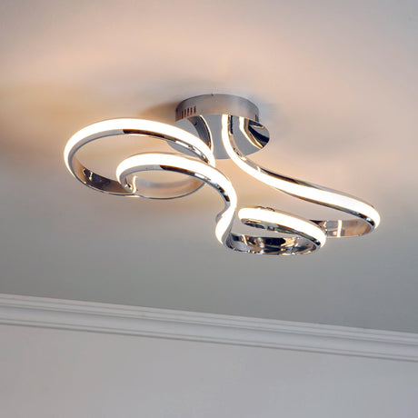 Endon Lighting 76393 - Endon Lighting 76393 Aria Indoor Semi flush Light Chrome plate & white silicone Dimmable