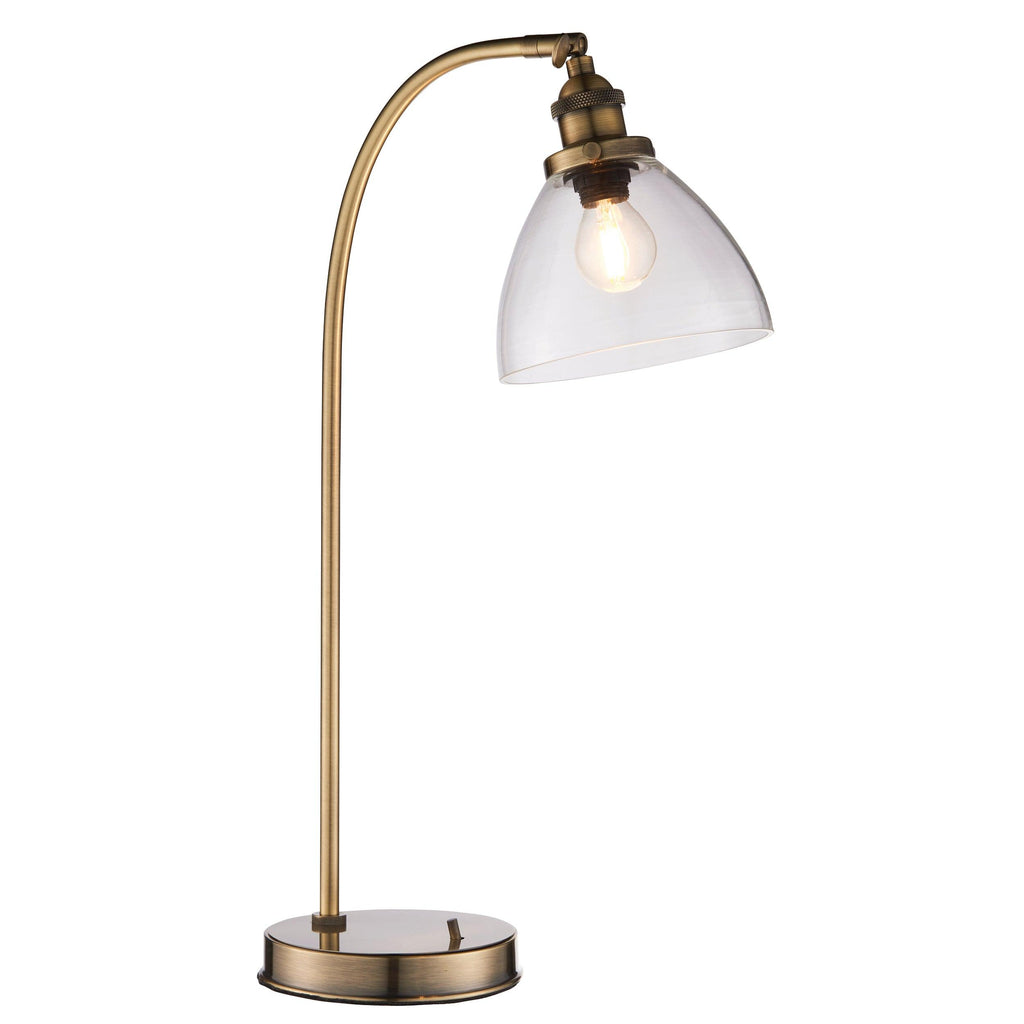 Endon Lighting 77859 - Endon Lighting 77859 Hansen Indoor Table Lamps Antique brass plate & clear glass Non-dimmable