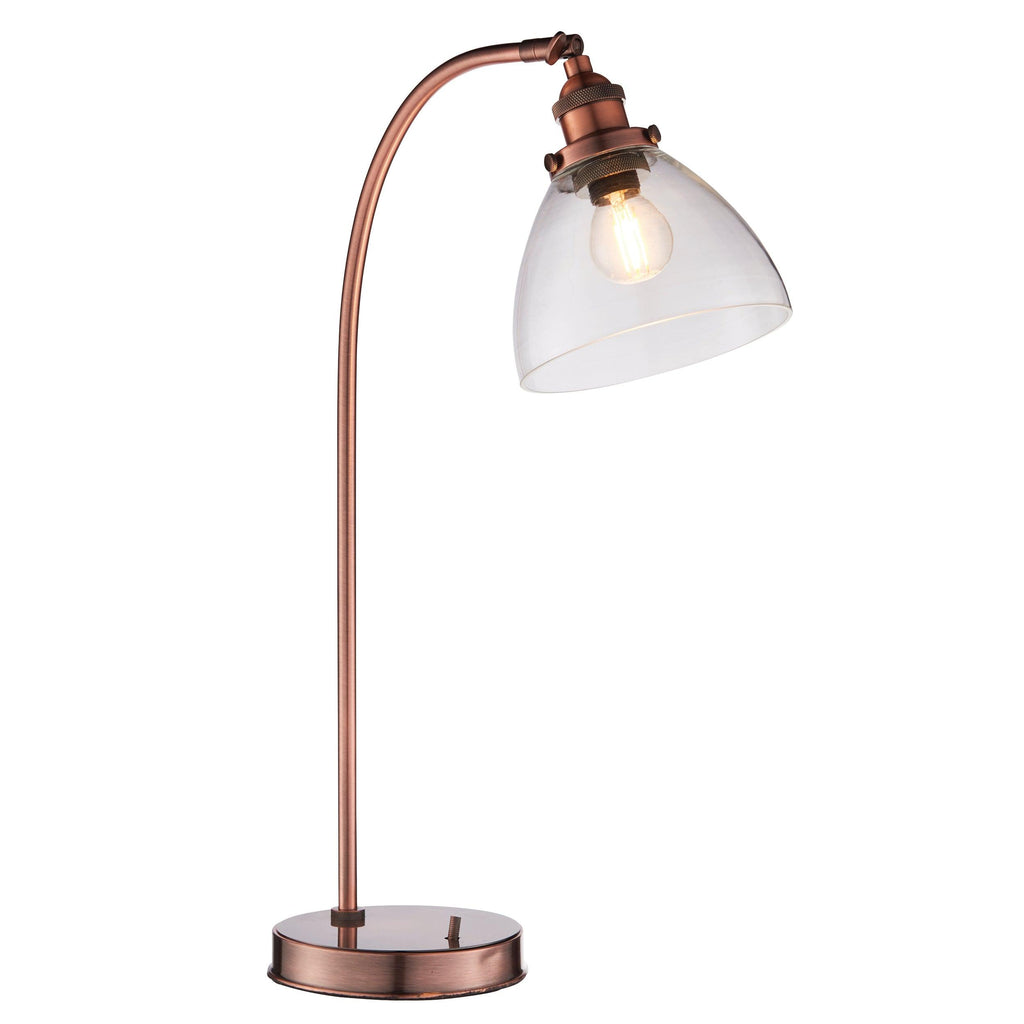 Endon Lighting 77861 - Endon Lighting 77861 Hansen Indoor Table Lamps Aged copper plate & clear glass Non-dimmable