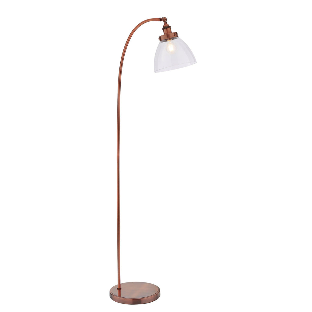 Endon Lighting 77862 - Endon Lighting 77862 Hansen Indoor Floor Lamps Aged copper plate & clear glass Non-dimmable