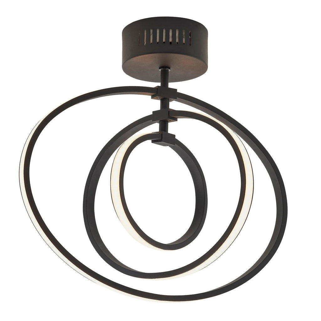 Endon Lighting 80682 - Endon Lighting 80682 Avali Indoor Semi flush Light Matt black & white acrylic Non-dimmable