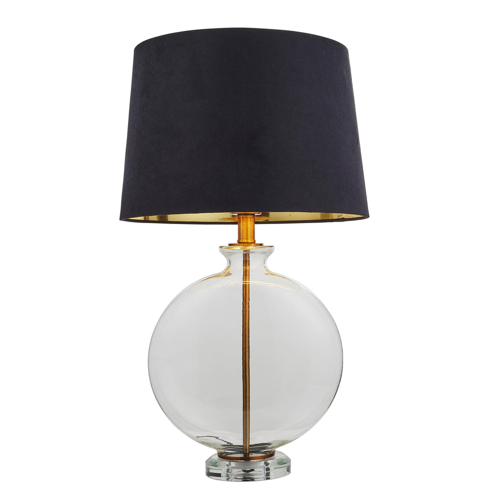 Endon Lighting 90559 - Endon Lighting 90559 Gideon Indoor Table Lamps Clear glass, antique brass plate & black fabric Non-dimmable