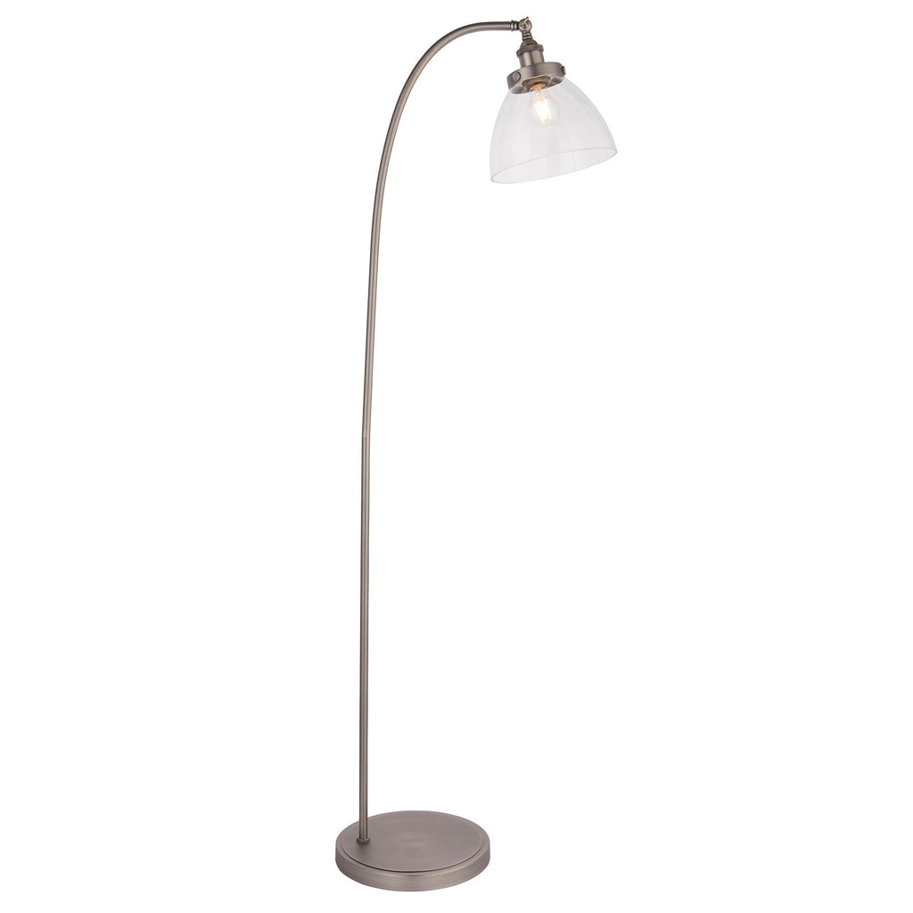 Endon Lighting 91741 - Endon Lighting 91741 Hansen Indoor Floor Lamps Brushed silver paint & clear glass Non-dimmable