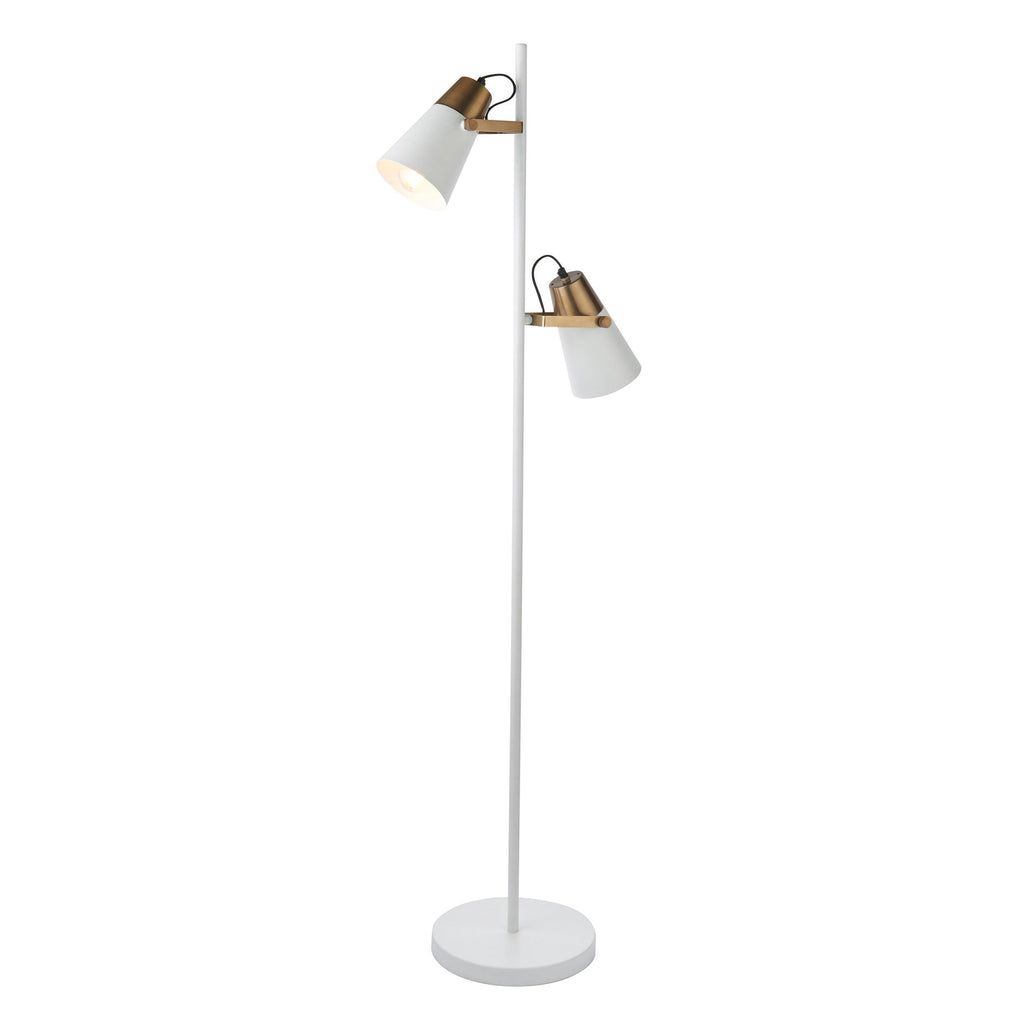 Endon Lighting 95474 - Endon Lighting 95474 Gerik Indoor Floor Lamps White & aged brass paint Non-dimmable