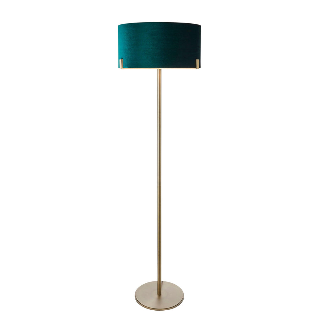 Endon Lighting 95838 - Endon Lighting 95838 Hayfield Indoor Floor Lamps Matt antique brass plate & green velvet Non-dimmable
