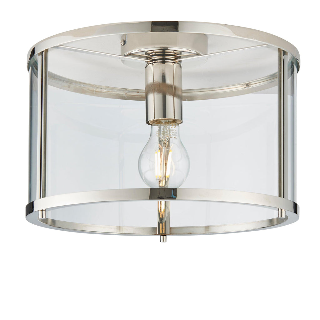 Endon Lighting 96150 - Endon Lighting 96150 Hopton Indoor Flush Light Bright nickel plate & clear glass Dimmable