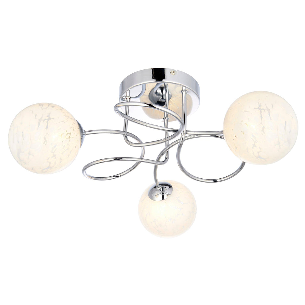 Endon Lighting 96641 - Endon Lighting 96641 Delos Indoor Semi flush Light Chrome plate & white confetti glass Dimmable
