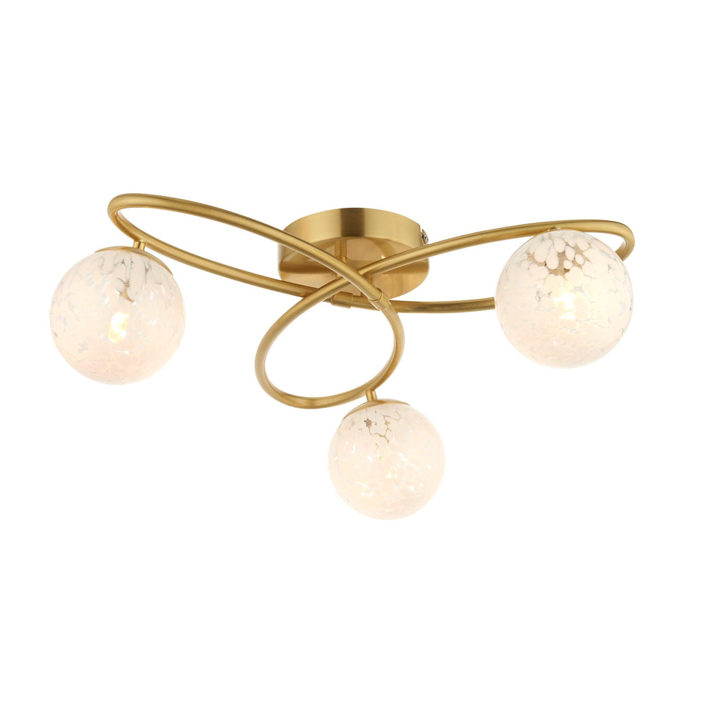 Endon Lighting 97231 - Endon Lighting 97231 Maye Indoor Semi flush Light Satin brass plate & white confetti glass Dimmable