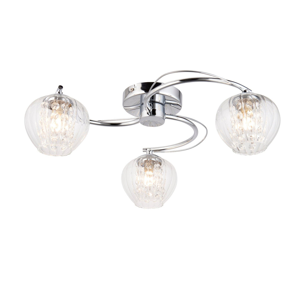Endon Lighting 99569 - Endon Lighting 99569 Mesmer Indoor Semi flush Light Chrome plate, clear glass with clear glass beads Dimmable