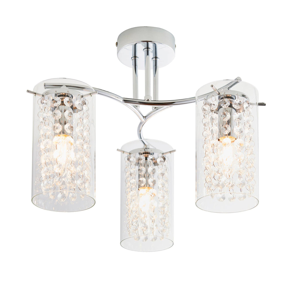 Endon Lighting ALDA-3CH - Endon Lighting ALDA-3CH Alda Indoor Semi flush Light Chrome plate & clear glass Dimmable