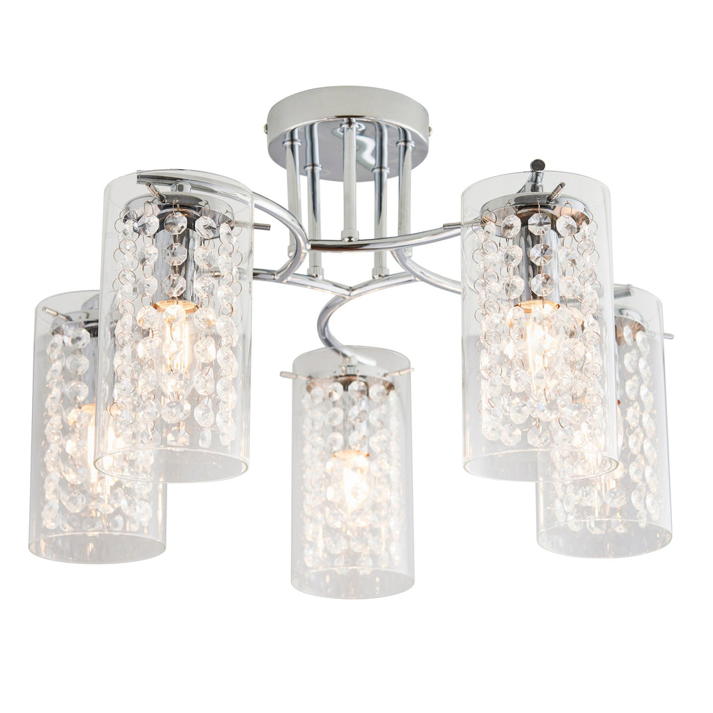 Endon Lighting ALDA-5CH - Endon Lighting ALDA-5CH Alda Indoor Semi flush Light Chrome plate & clear glass Dimmable