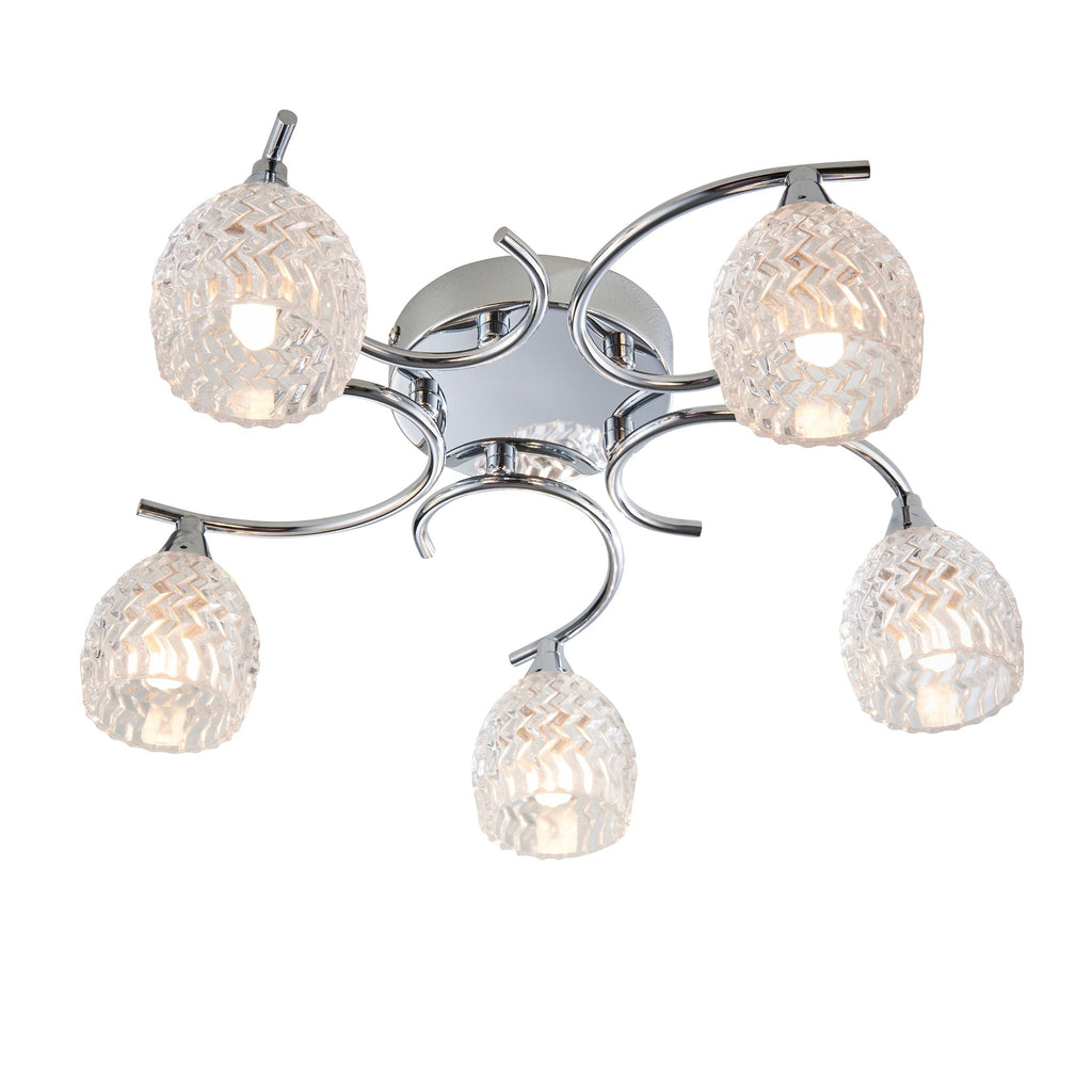 Endon Lighting BOYER-5CH - Endon Lighting BOYER-5CH Boyer Indoor Semi flush Light Chrome plate & clear glass Dimmable