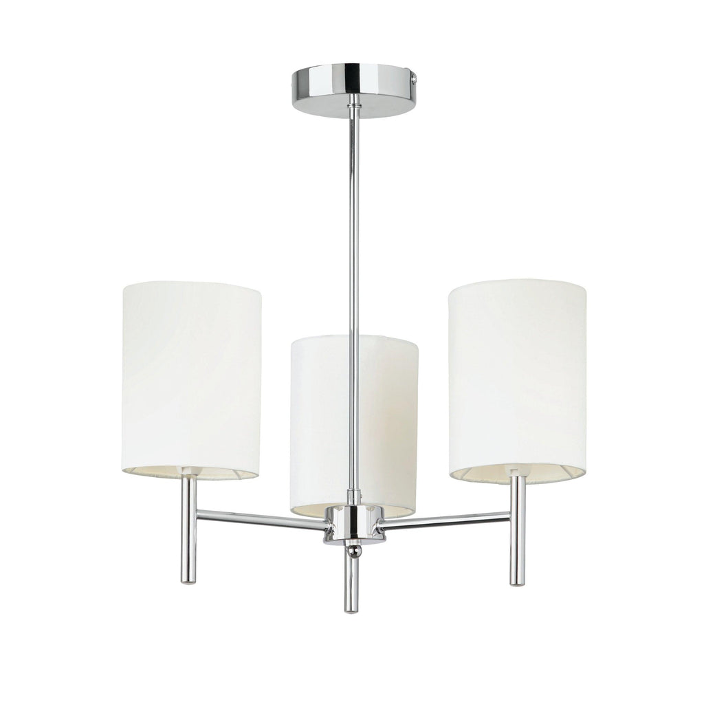 Endon Lighting BRIO-3CH - Endon Lighting BRIO-3CH Brio Indoor Semi flush Light Chrome plate & vintage white fabric Dimmable