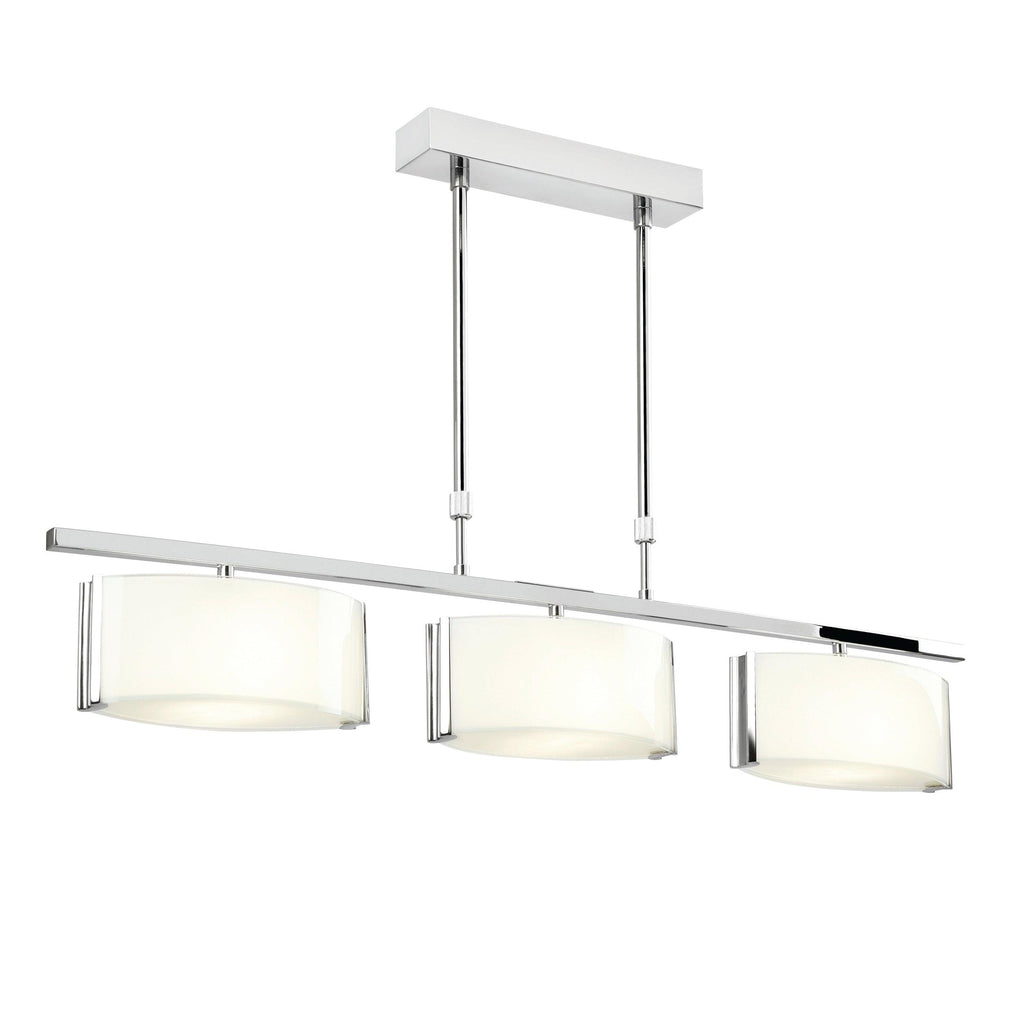 Endon Lighting CLEF-BAR-3CH - Endon Lighting CLEF-BAR-3CH Clef Indoor Semi flush Light Chrome plate & white glass Dimmable