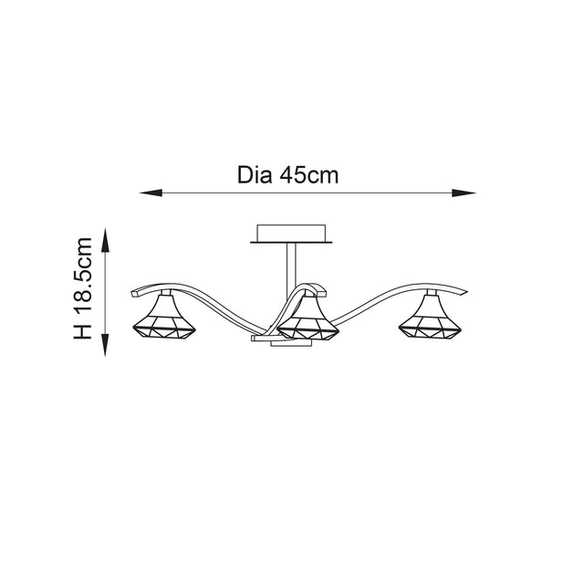 Endon Lighting - LANGELLA-3CH - Semi flush Light