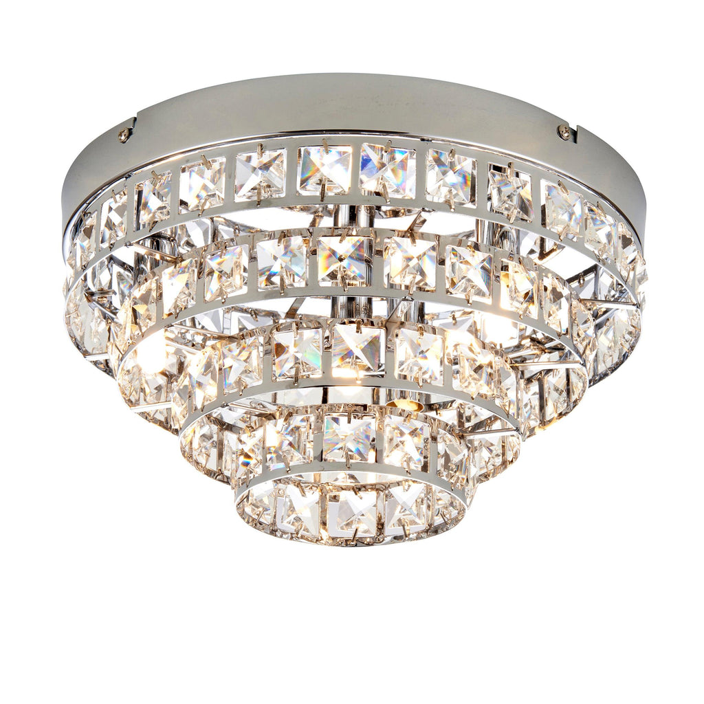 Endon Lighting MOTOWN-4CH - Endon Lighting MOTOWN-4CH Motown Indoor Flush Light Chrome plate & clear crystal Dimmable