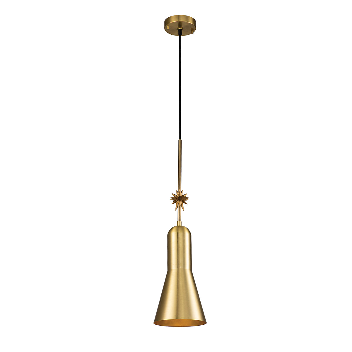 Elstead Lighting Pendant from the Etoile range. Etoile 1lt Medium Pendant - Aged Brass and Gold Leaf Product Code = ETOILE-P-M-AB
