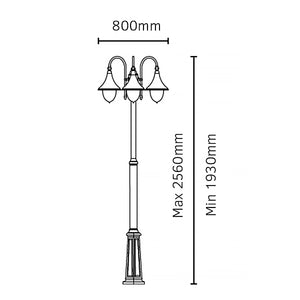 Norlys Firenze 3 Light Lamp Post F7-BLACK