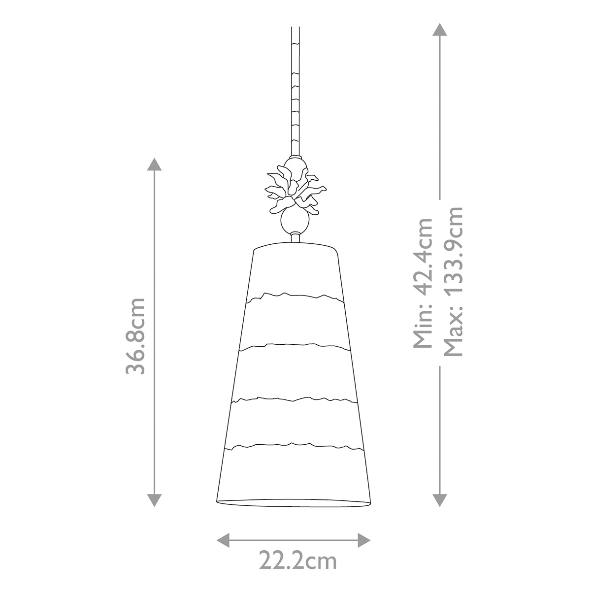 Flambeau Pendant from the Anemome range. Anemone 1 Light Pendant Product Code = FB-ANEMONE-P-B