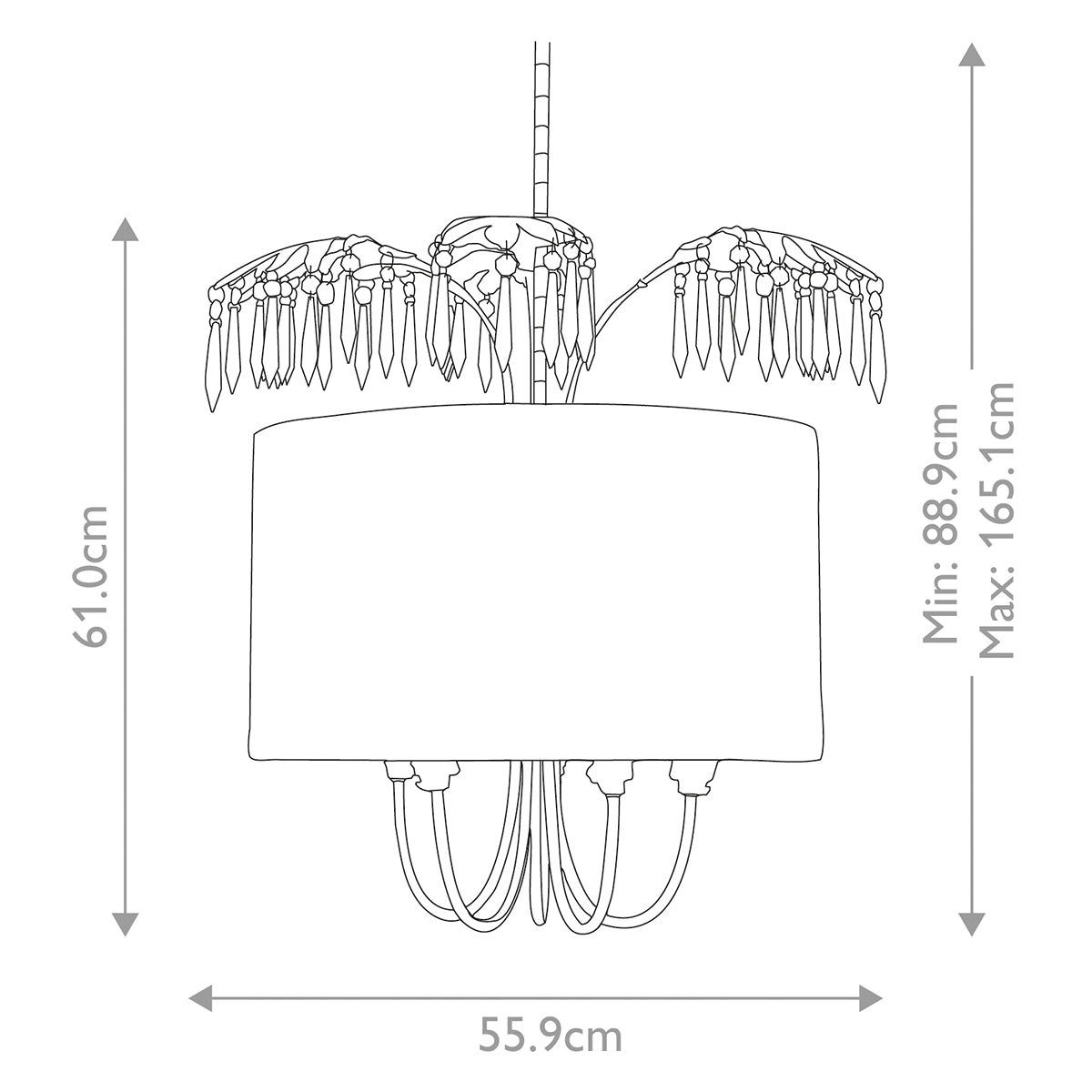Flambeau Pendant from the Antoinette range. Antoinette 5 Light Pendant Product Code = FB-ANTOINETTE-P