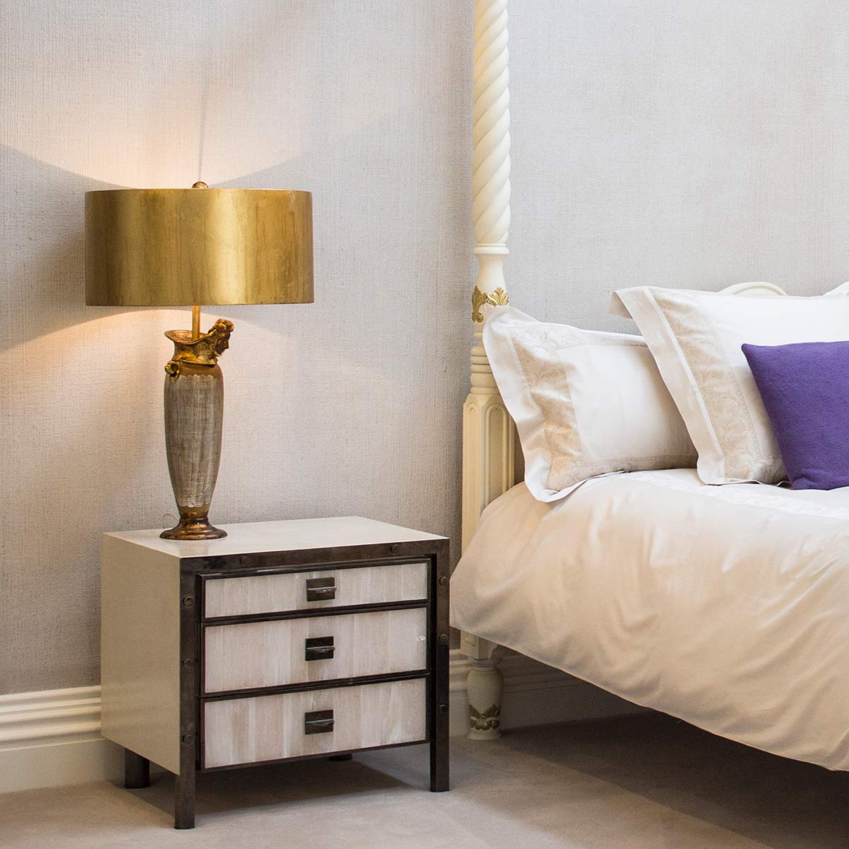 Flambeau Table Lamp from the Bienville range. Bienville 1 Light Table Lamp - Silver/Gold Product Code = FB-BIENVILLE-TL
