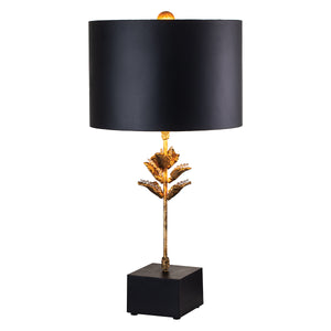 Flambeau Table Lamp from the Camilia range. Camilia 1lt Table Lamp - Antique Gold and Black Product Code = FB-CAMILIA-TL