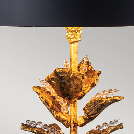 Flambeau Table Lamp from the Camilia range. Camilia 1lt Table Lamp - Antique Gold and Black Product Code = FB-CAMILIA-TL