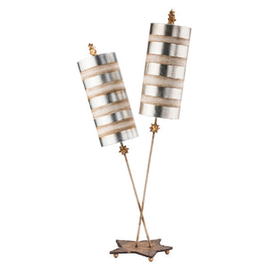 Flambeau Table Lamp from the Nettle Luxe range. Nettle Luxe 2 Light Table Lamp - Silver Product Code = FB-NETTLELUX-S-TL